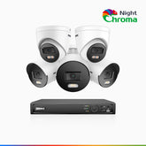NightChroma<sup>TM</sup> NCK500 - 3K 8 Channel PoE CCTV System with 3 Bullet & 2 Turret Cameras, Acme Colour Night Vision, f/1.0 Super Aperture, Active Alignment, Built-in Mic & SD Card Slot, All-Metal Housing